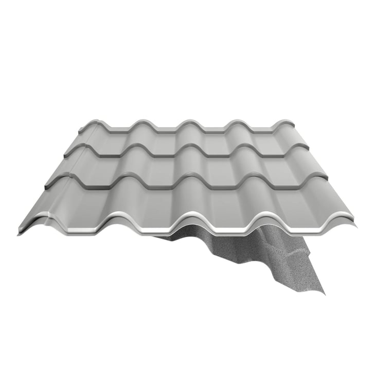 Pfannenblech EUROPA | Anti-Tropf 1000 g/m² | Stahl 0,63 mm | 25 µm Polyester | 9006 - Weißaluminium #5