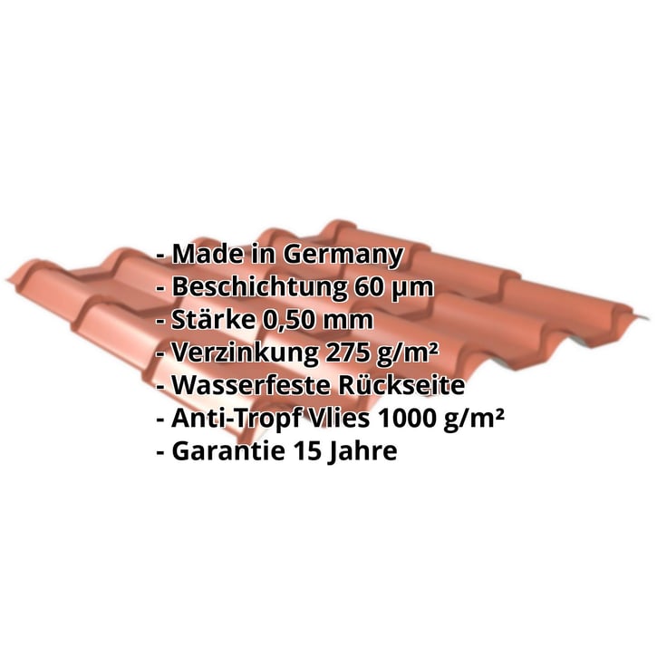 Pfannenblech EUROPA | Anti-Tropf 1000 g/m² | Stahl 0,50 mm | 60 µm TTHD | 8004 - Kupferbraun #2
