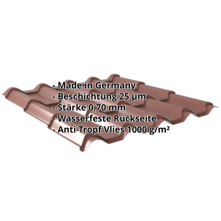 Pfannenblech EUROPA | Anti-Tropf 700 g/m² | Aluminium 0,70 mm | 25 µm Polyester | 8012 - Rotbraun #2