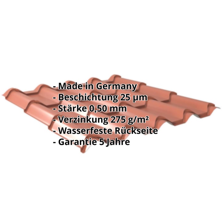 Pfannenblech EUROPA | Stahl 0,50 mm | 25 µm Polyester | 8004 - Kupferbraun #2