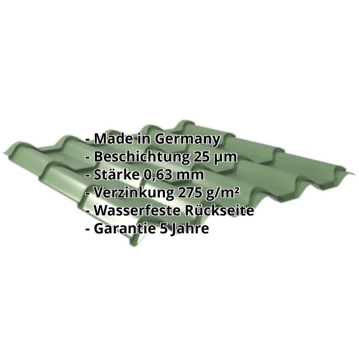 Pfannenblech EUROPA | Stahl 0,63 mm | 25 µm Polyester | 6002 - Laubgrün #2