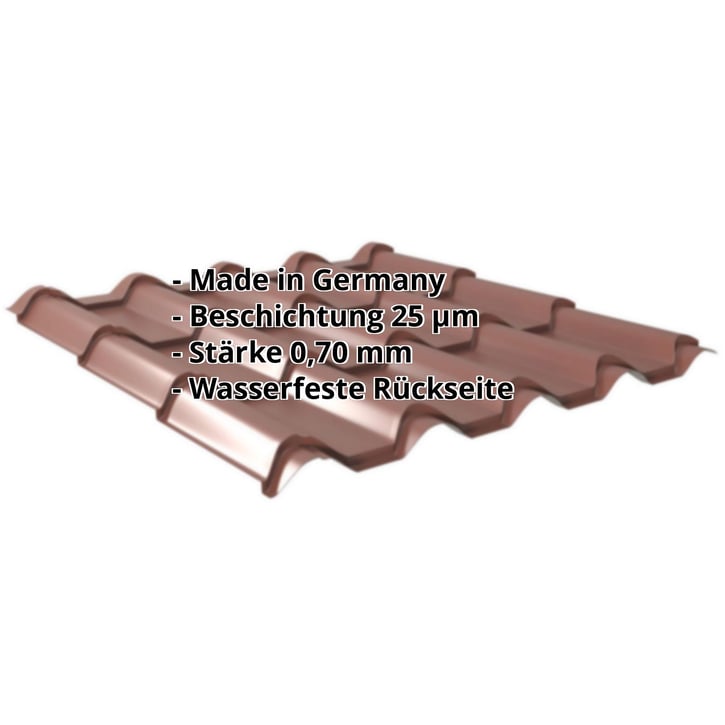 Pfannenblech EUROPA | Aluminium 0,70 mm | 25 µm Polyester | 8012 - Rotbraun #2