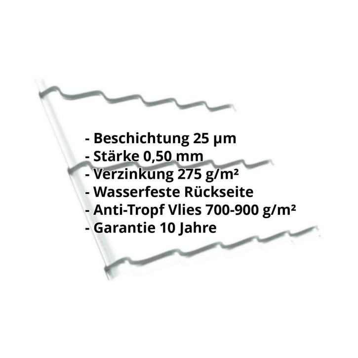 Pfannenblech Szafir 350/15 | Anti-Tropf 700 g/m² | Stahl 0,50 mm | 25 µm Polyester | 9010 - Reinweiß #2
