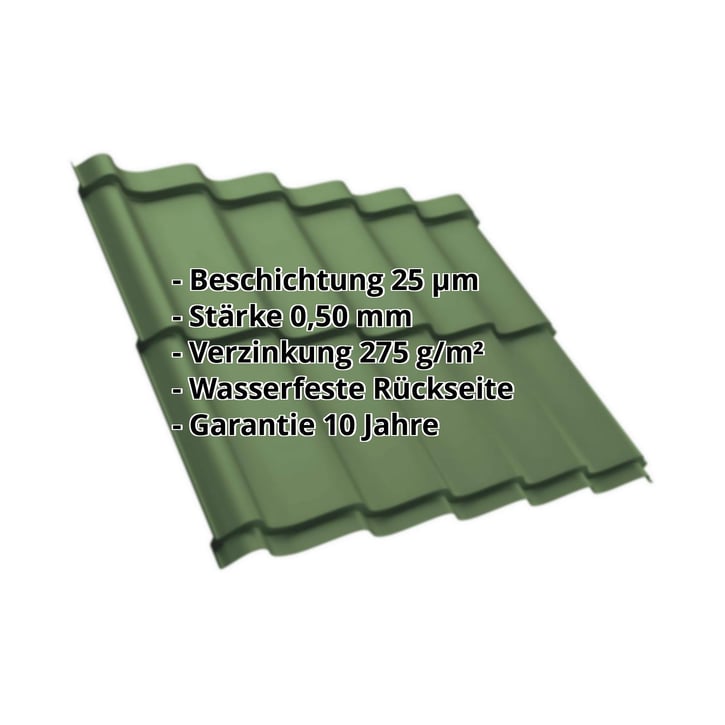 Pfannenblech Szafir 350/15 | Stahl 0,50 mm | 25 µm Polyester | 6011 - Resedagrün #2