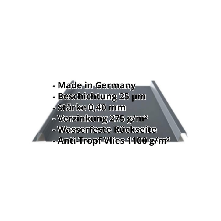 Stehfalzblech 33/500-LE | Dach | Anti-Tropf 1000 g/m² | Sonderposten | Stahl 0,40 mm | 25 µm Polyester | 7016 - Anthrazitgrau #2