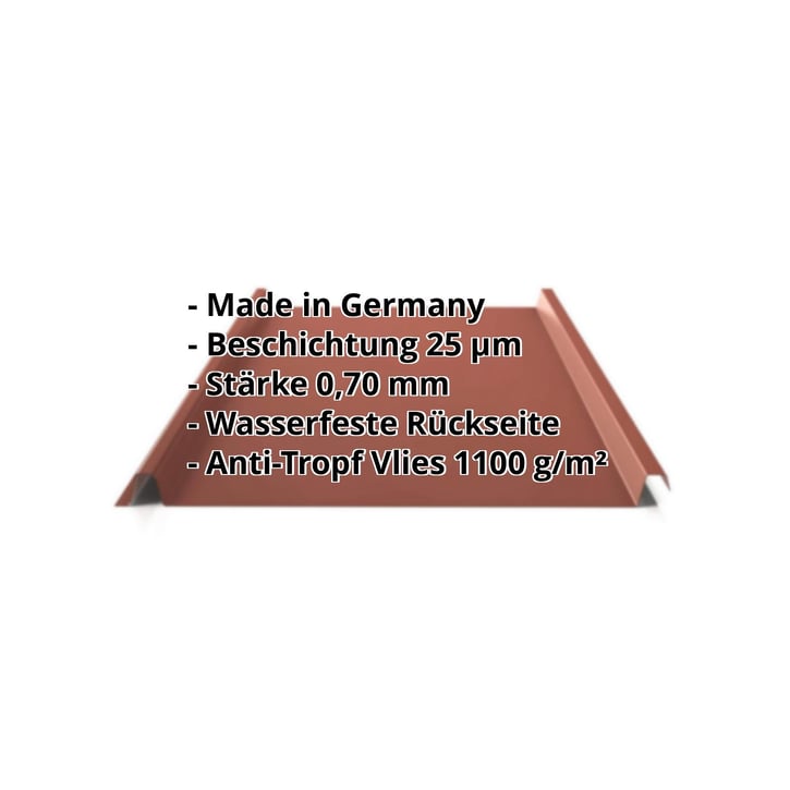 Stehfalzblech 33/500-LE | Dach | Anti-Tropf 1000 g/m² | Aluminium 0,70 mm | 25 µm Polyester | 8012 - Rotbraun #2