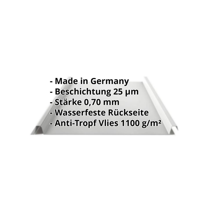 Stehfalzblech 33/500-LE | Dach | Anti-Tropf 1000 g/m² | Aluminium 0,70 mm | 25 µm Polyester | 9006 - Weißaluminium #2