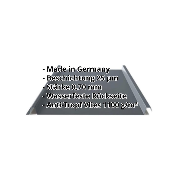Stehfalzblech 33/500-LE | Dach | Anti-Tropf 700 g/m² | Aluminium 0,70 mm | 25 µm Polyester | 7016 - Anthrazitgrau #2