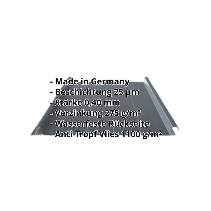 Stehfalzblech 33/500-LR | Dach | Anti-Tropf 1000 g/m² | Sonderposten | Stahl 0,40 mm | 25 µm Polyester | 7016 - Anthrazitgrau #2