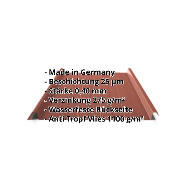 Stehfalzblech 33/500-LR | Dach | Anti-Tropf 1000 g/m² | Sonderposten | Stahl 0,40 mm | 25 µm Polyester | 8012 - Rotbraun #2