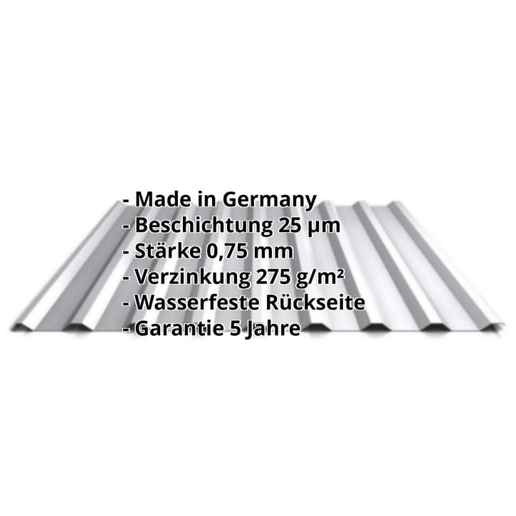 Trapezblech 20/1100 | Dach | Aktionsblech | Stahl 0,75 mm | 25 µm Polyester | 9006 - Weißaluminium #2