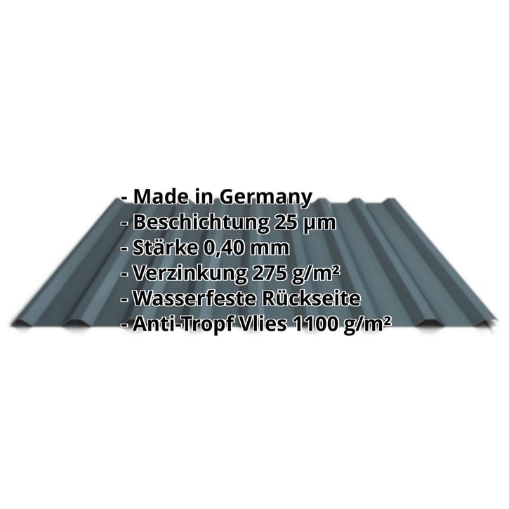 Trapezblech 20/1100 | Dach | Anti-Tropf 1000 g/m² | Sonderposten | Stahl 0,40 mm | 25 µm Polyester | 7016 - Anthrazitgrau #2