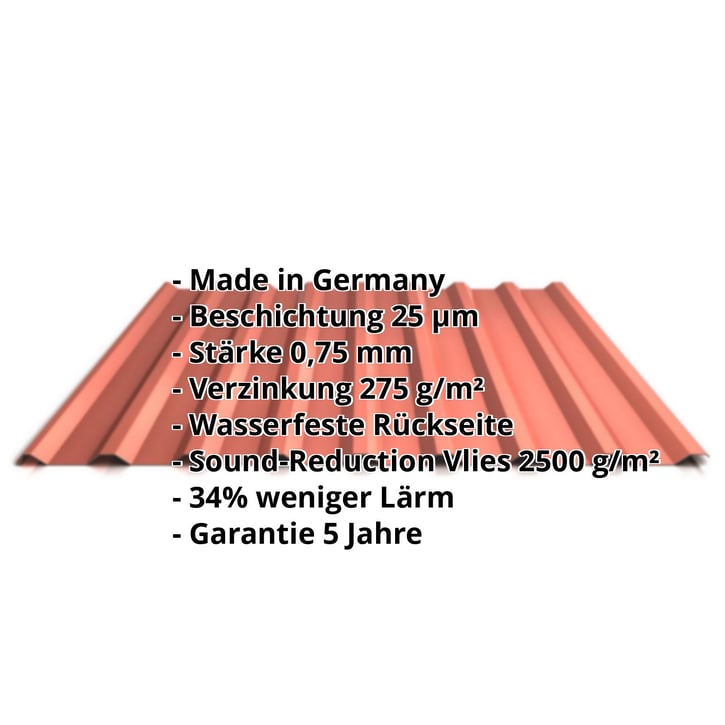 Trapezblech 20/1100 | Dach | Anti-Tropf 2400 g/m² | Aktionsblech | Stahl 0,75 mm | 25 µm Polyester | 8004 - Kupferbraun #2