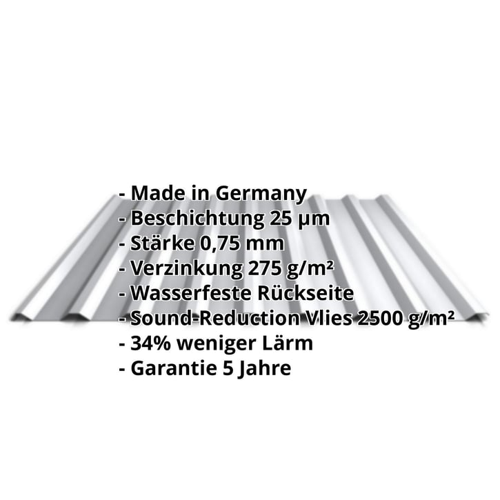 Trapezblech 20/1100 | Dach | Anti-Tropf 2400 g/m² | Aktionsblech | Stahl 0,75 mm | 25 µm Polyester | 9006 - Weißaluminium #2