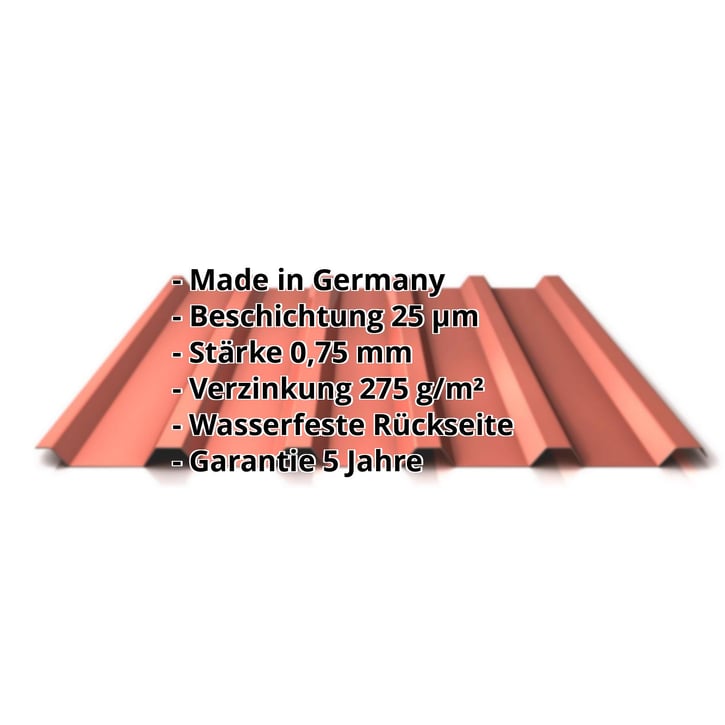 Trapezblech 35/207 | Dach | Aktionsblech | Stahl 0,75 mm | 25 µm Polyester | 8004 - Kupferbraun #2