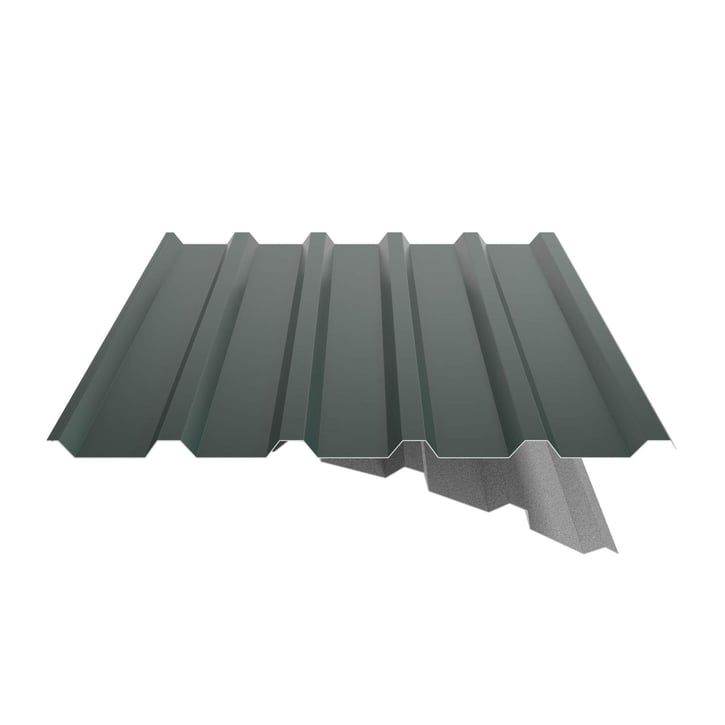 Trapezblech 35/207 | Dach | Anti-Tropf 1000 g/m² | Aluminium 0,70 mm | 25 µm Polyester | 6005 - Moosgrün #6