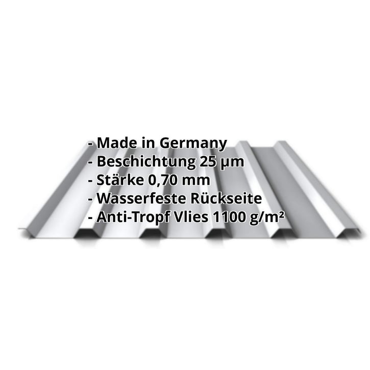 Trapezblech 35/207 | Dach | Anti-Tropf 700 g/m² | Aluminium 0,70 mm | 25 µm Polyester | 9006 - Weißaluminium #2