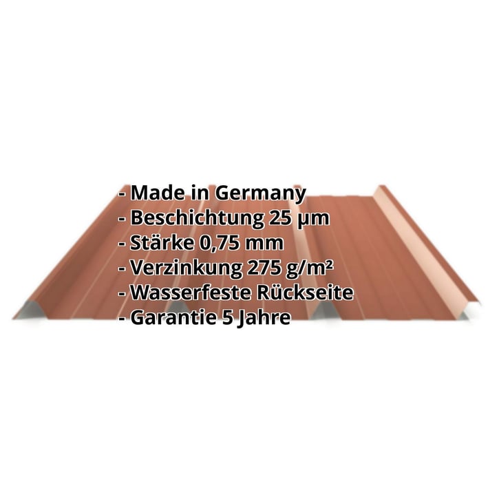 Trapezblech 45/333 | Dach | Aktionsblech | Stahl 0,75 mm | 25 µm Polyester | 8004 - Kupferbraun #2