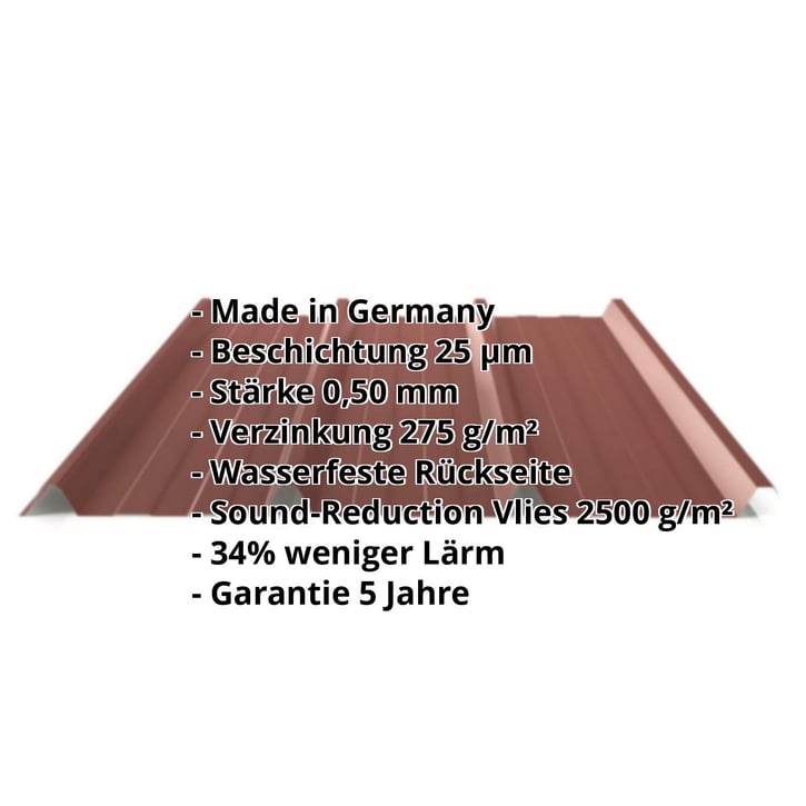 Trapezblech 45/333 | Dach | Anti-Tropf 2400 g/m² | Aktionsblech | Stahl 0,75 mm | 25 µm Polyester | 8012 - Rotbraun #2
