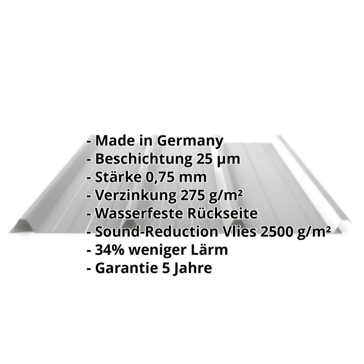 Trapezblech 45/333 | Dach | Anti-Tropf 2400 g/m² | Aktionsblech | Stahl 0,75 mm | 25 µm Polyester | 9006 - Weißaluminium #2