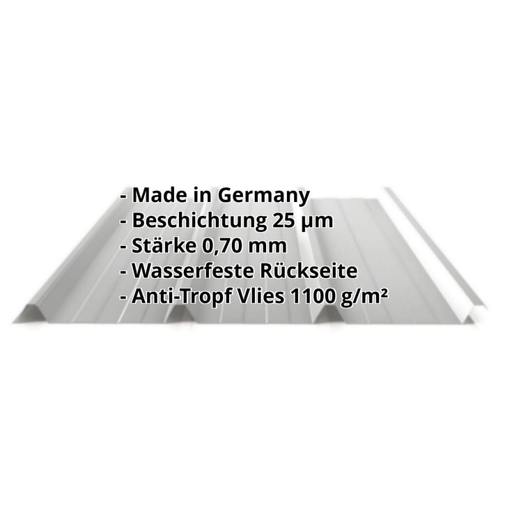 Trapezblech 45/333 | Dach | Anti-Tropf 700 g/m² | Aluminium 0,70 mm | 25 µm Polyester | 9006 - Weißaluminium #2