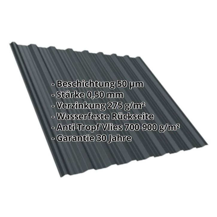 Trapezblech T18DR | Dach | Anti-Tropf 700 g/m² | Stahl 0,50 mm | 50 µm PURLAK® | 7016 - Anthrazitgrau #2