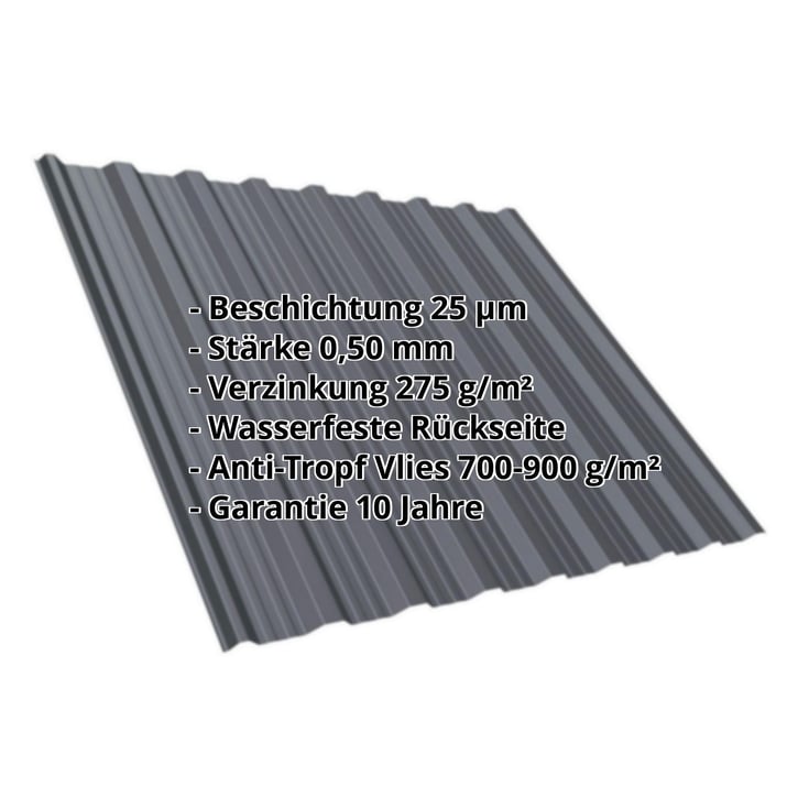 Trapezblech T18DR | Dach | Anti-Tropf 700 g/m² | Stahl 0,50 mm | 25 µm Polyester | 7024 - Graphitgrau #2