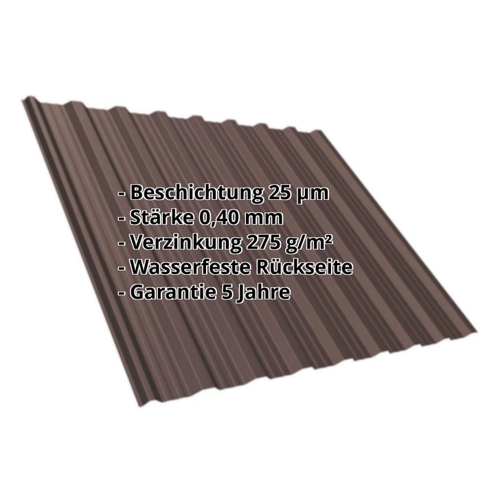Trapezblech T18DR | Dach | Stahl 0,40 mm | 25 µm Polyester | 8017 - Schokoladenbraun #2