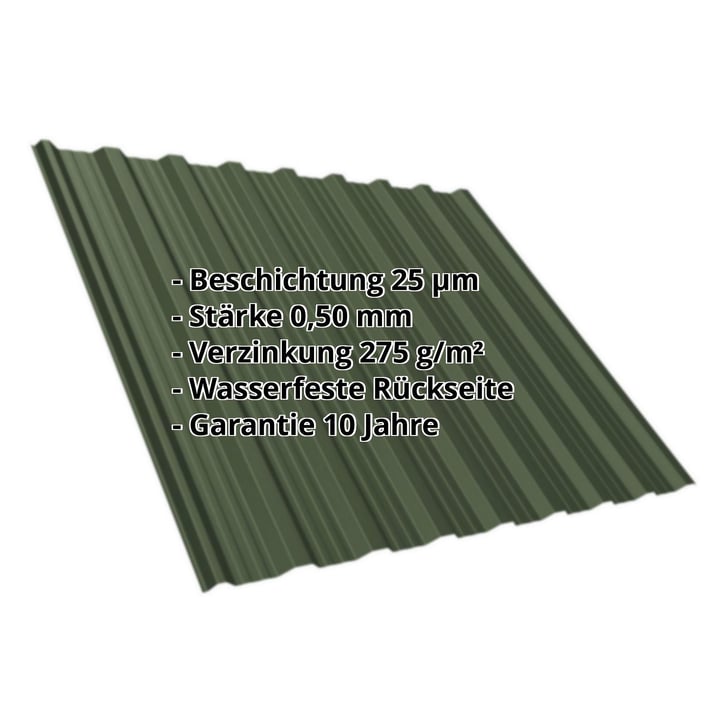 Trapezblech T18DR | Dach | Stahl 0,50 mm | 25 µm Polyester | 6020 - Chromoxidgrün #2