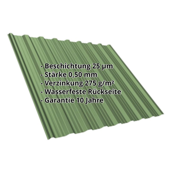 Trapezblech T18DR | Dach | Stahl 0,50 mm | 25 µm Polyester | 6011 - Resedagrün #2