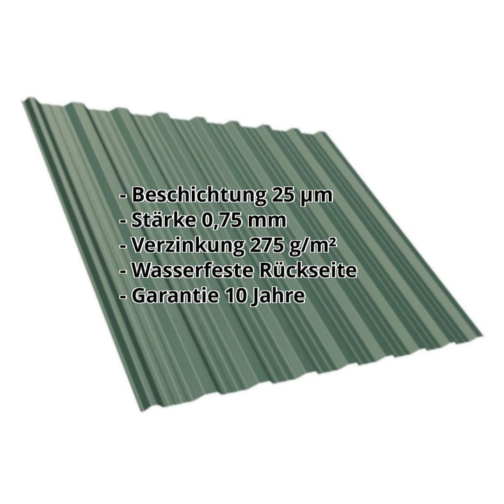 Trapezblech T18DR | Dach | Stahl 0,75 mm | 25 µm Polyester | 6005 - Moosgrün #2