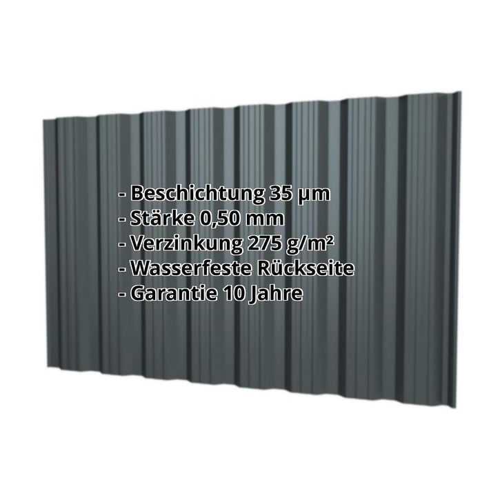 Trapezblech T18DR | Wand | Stahl 0,50 mm | 35 µm Mattpolyester | 7016 - Anthrazitgrau #2
