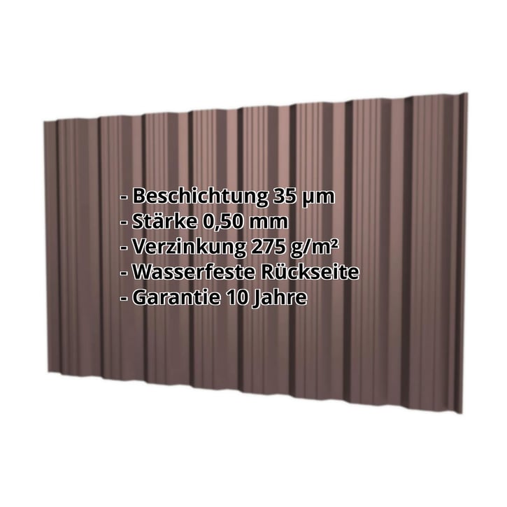 Trapezblech T18DR | Wand | Stahl 0,50 mm | 35 µm Mattpolyester | 8017 - Schokoladenbraun #2