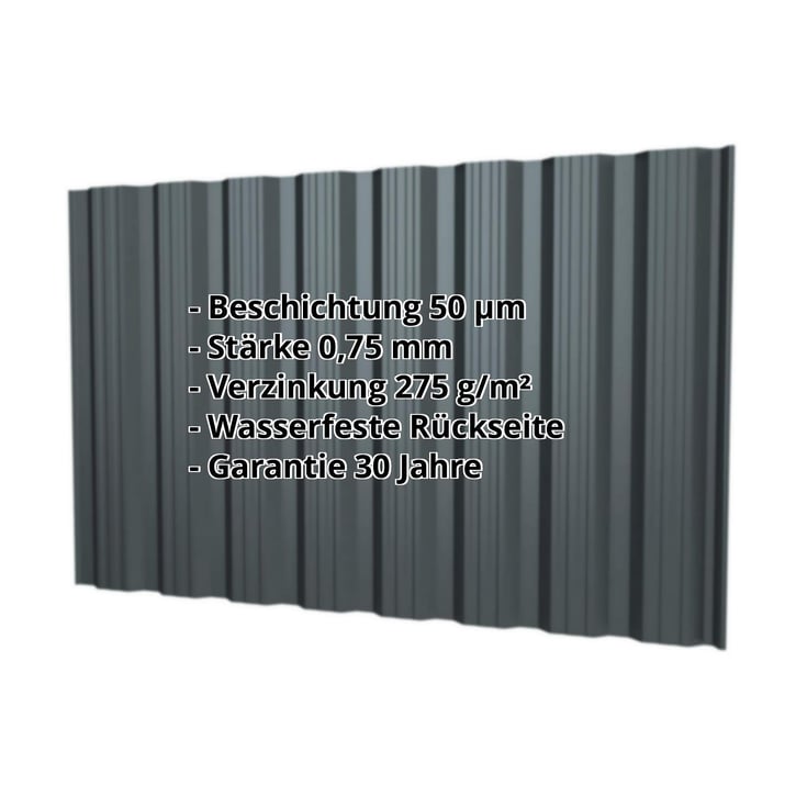 Trapezblech T18DR | Wand | Stahl 0,75 mm | 50 µm PURLAK® | 7016 - Anthrazitgrau #2
