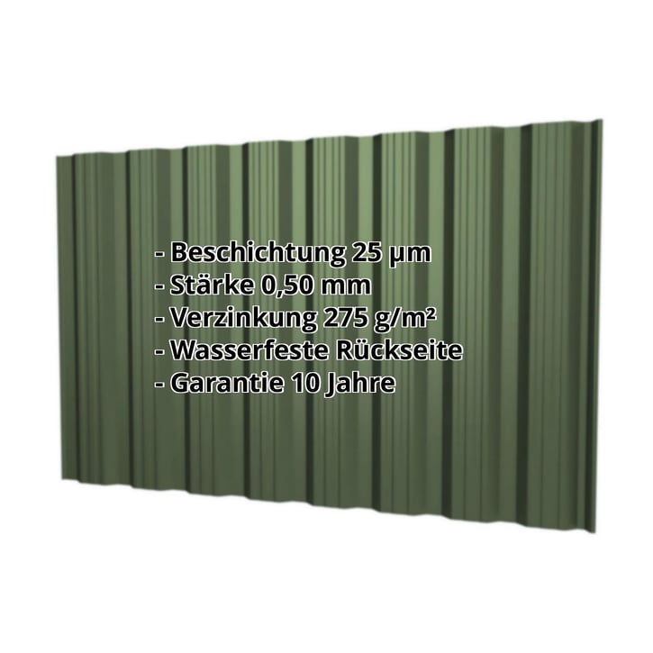 Trapezblech T18DR | Wand | Stahl 0,50 mm | 25 µm Polyester | 6020 - Chromoxidgrün #2