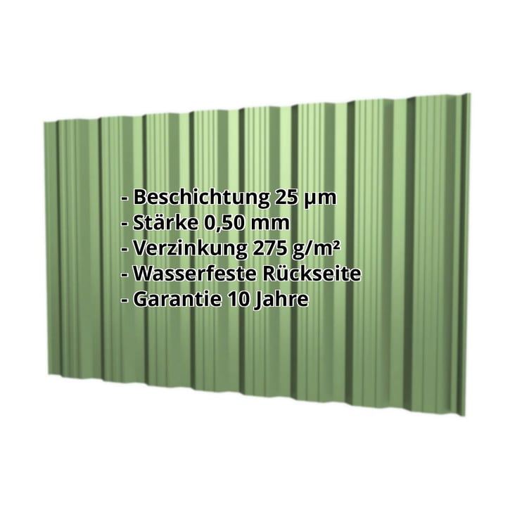 Trapezblech T18DR | Wand | Stahl 0,50 mm | 25 µm Polyester | 6011 - Resedagrün #2