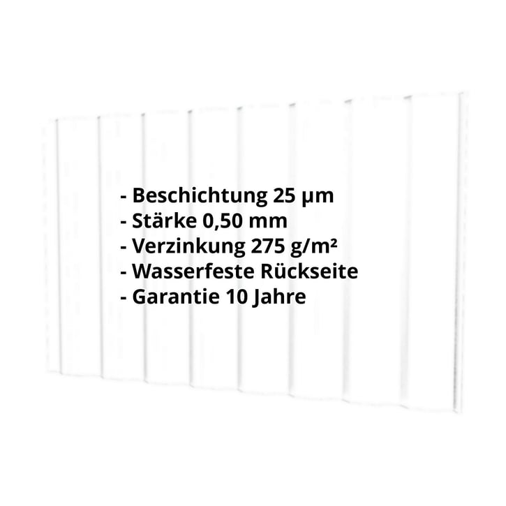 Trapezblech T18DR | Wand | Stahl 0,50 mm | 25 µm Polyester | 9010 - Reinweiß #2