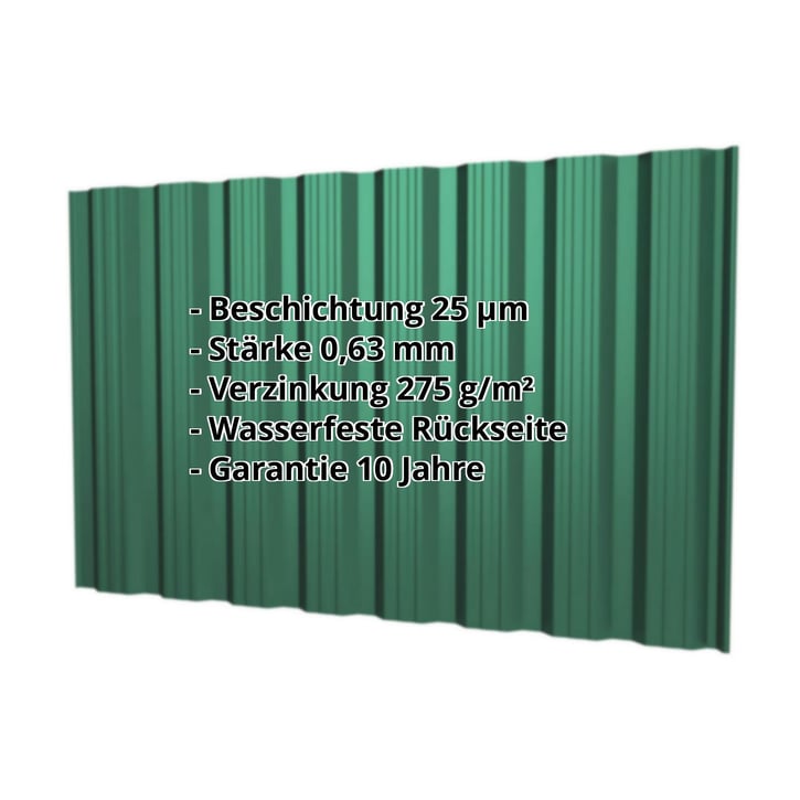 Trapezblech T18DR | Wand | Stahl 0,63 mm | 25 µm Polyester | 6005 - Moosgrün #2