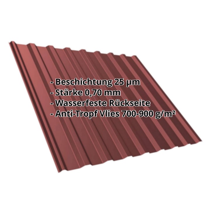 Trapezblech T20M | Dach | Anti-Tropf 700 g/m² | Aluminium 0,70 mm | 25 µm Polyester | 8012 - Rotbraun #2
