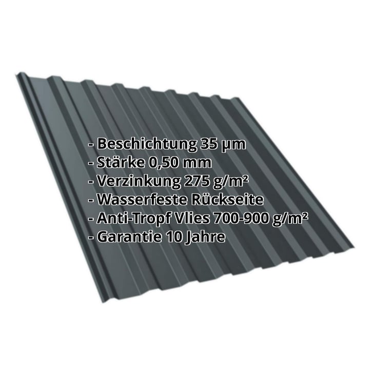 Trapezblech T20M | Dach | Anti-Tropf 700 g/m² | Stahl 0,50 mm | 35 µm Mattpolyester | 7016 - Anthrazitgrau #2
