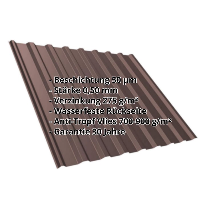 Trapezblech T20M | Dach | Anti-Tropf 700 g/m² | Stahl 0,50 mm | 50 µm PURLAK® | 8017 - Schokoladenbraun #2