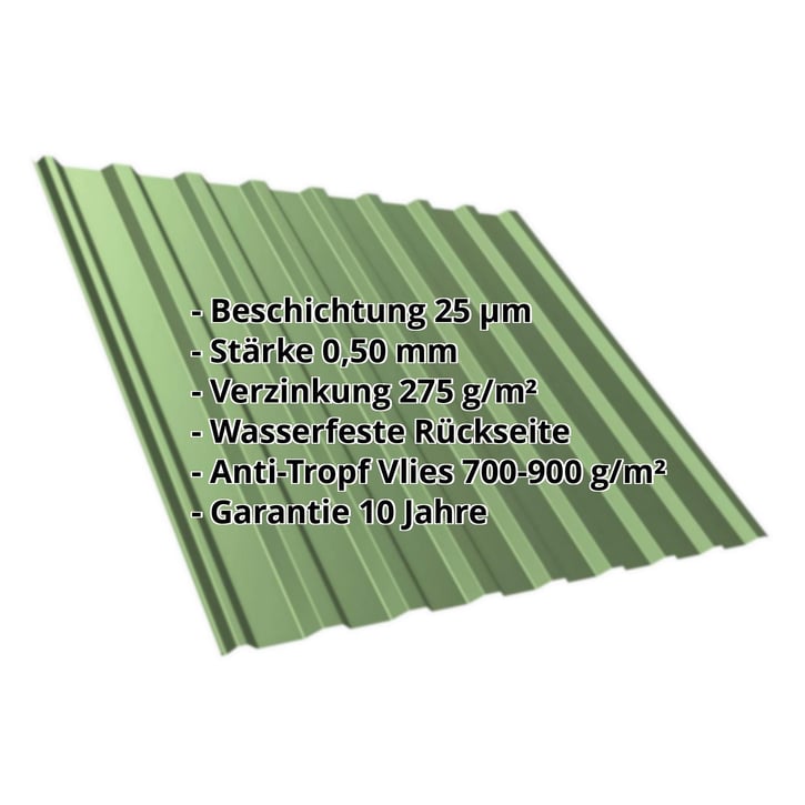 Trapezblech T20M | Dach | Anti-Tropf 700 g/m² | Stahl 0,50 mm | 25 µm Polyester | 6011 - Resedagrün #2