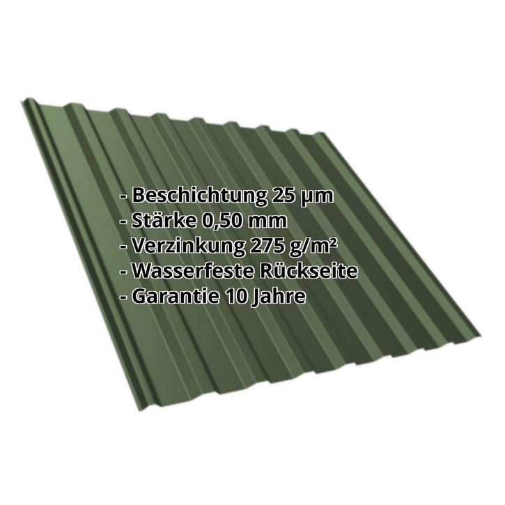 Trapezblech T20M | Dach | Stahl 0,50 mm | 25 µm Polyester | 6020 - Chromoxidgrün #2