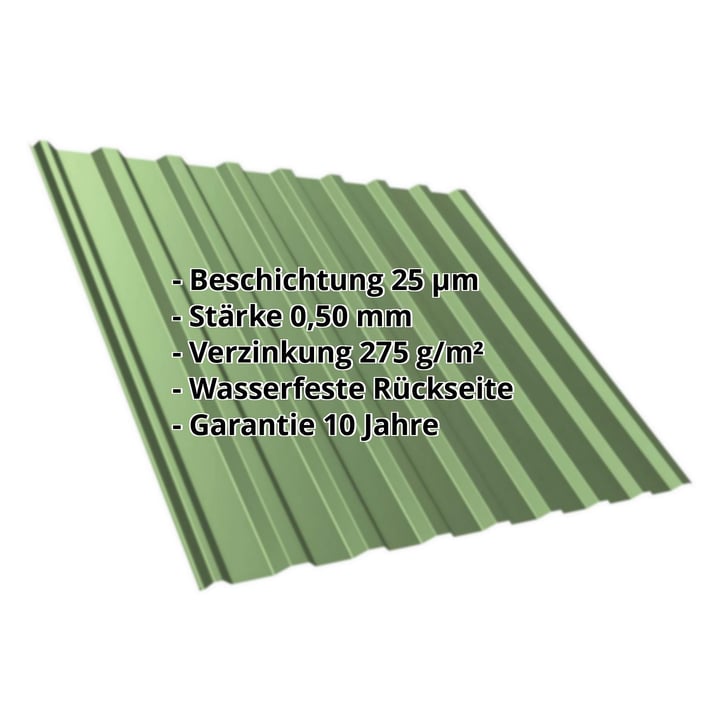 Trapezblech T20M | Dach | Stahl 0,50 mm | 25 µm Polyester | 6011 - Resedagrün #2