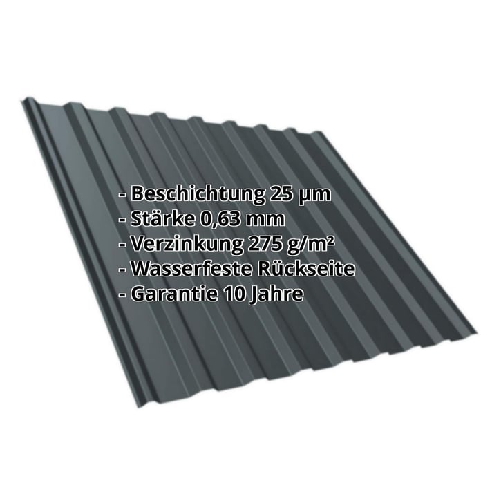 Trapezblech T20M | Dach | Stahl 0,63 mm | 25 µm Polyester | 7016 - Anthrazitgrau #2