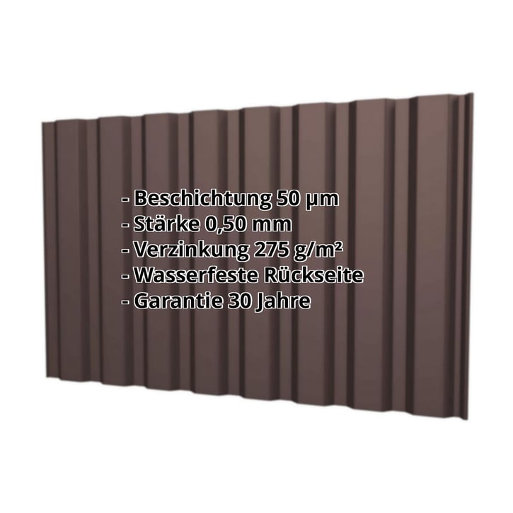 Trapezblech T20M | Wand | Stahl 0,50 mm | 50 µm PURMAT® | 8017 - Schokoladenbraun #2