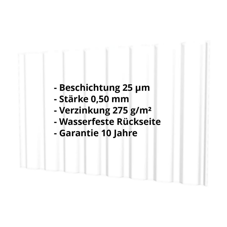 Trapezblech T20M | Wand | Stahl 0,50 mm | 25 µm Polyester | 9010 - Reinweiß #2