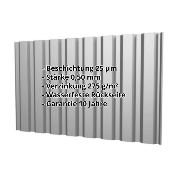 Trapezblech T20M | Wand | Stahl 0,50 mm | 25 µm Polyester | 9006 - Weißaluminium #2