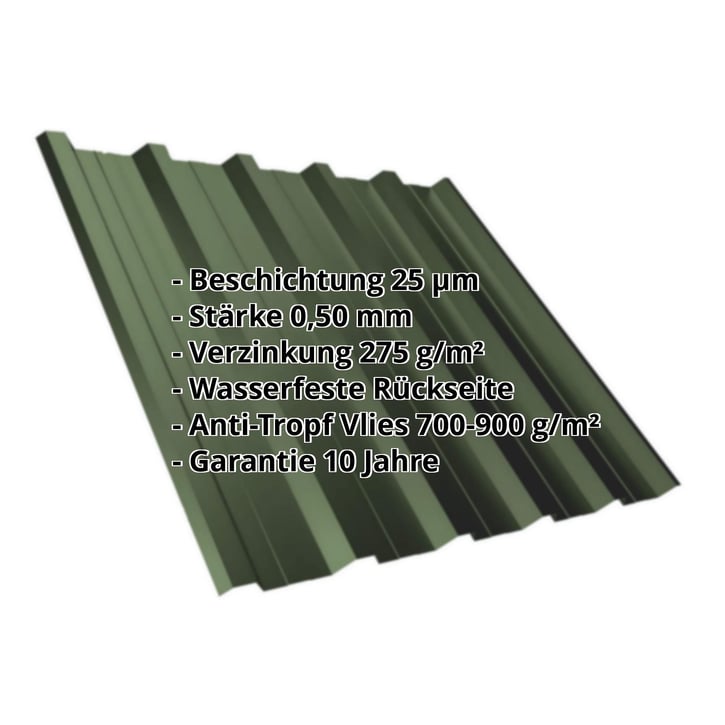 Trapezblech T35DR | Dach | Anti-Tropf 700 g/m² | Stahl 0,50 mm | 25 µm Polyester | 6020 - Chromoxidgrün #2
