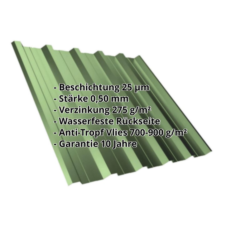 Trapezblech T35DR | Dach | Anti-Tropf 700 g/m² | Stahl 0,50 mm | 25 µm Polyester | 6011 - Resedagrün #2